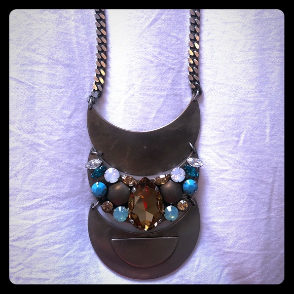Jeweled plated silver necklace - Picture 1 of 3